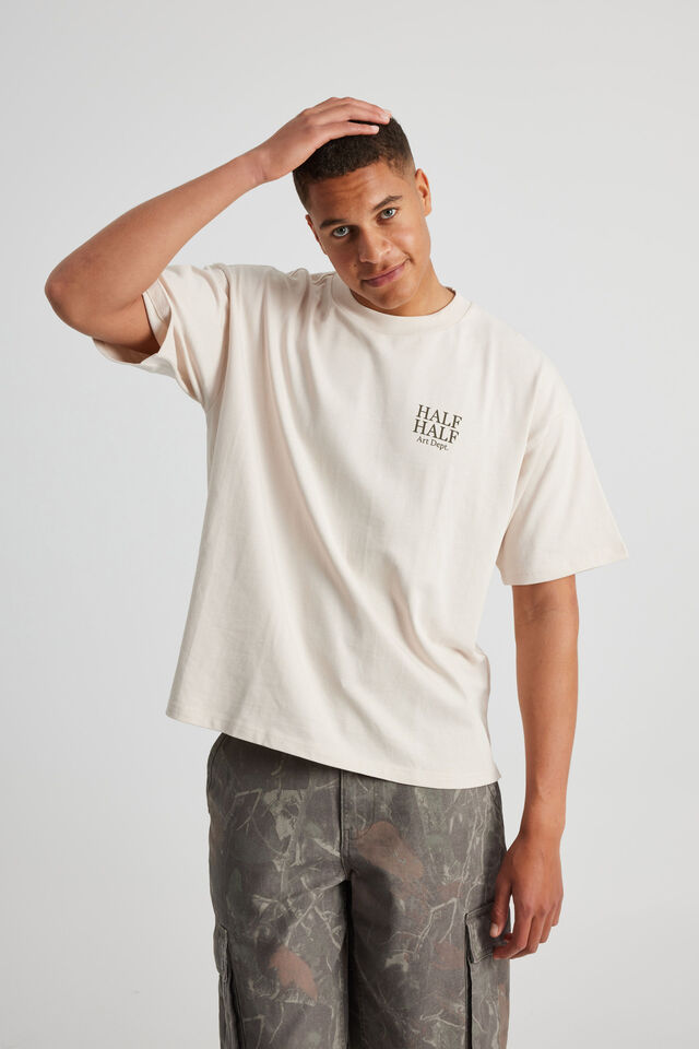 Half Half Heavyweight Box Fit Graphic Tshirt, HH IVORY/ART DEPT