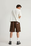 Half Half Painter Baggy Denim Short, RICH BROWN - alternate image 1