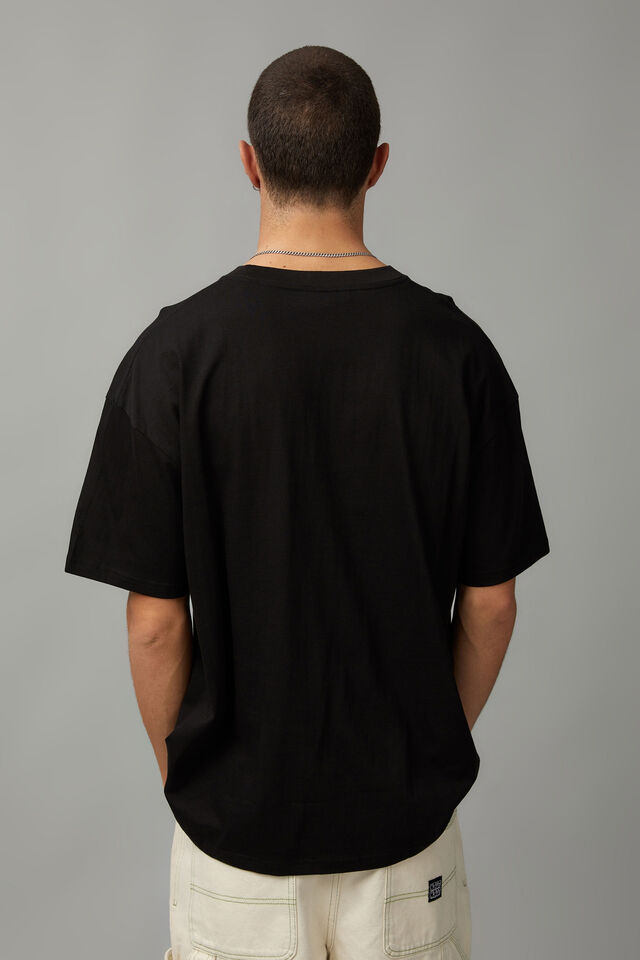 Half Half Oversized T Shirt, BLACK/ HALF HALF CAT