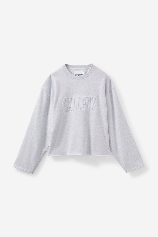 Open Gallery Loopback Crew, OG SILVER MARLE/SELF EMBOSSED