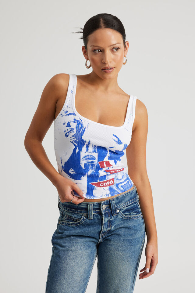 Graphic Scoop Neck Tank, WHITE/DON’T CARE