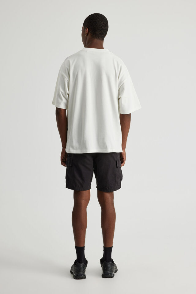 Half Half Pull On Cargo Short, BLACK