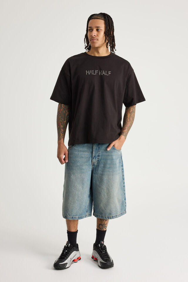 Half Half Box Fit Graphic T Shirt, HH BLACK/THAT HALF HALF BRAND
