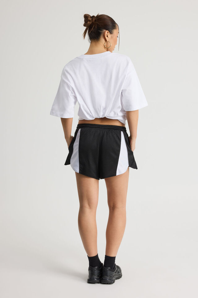 Panelled Basketball Short, BLACK_WHITE