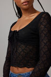Layla Long Sleeve Lace Top, BLACK - alternate image 4