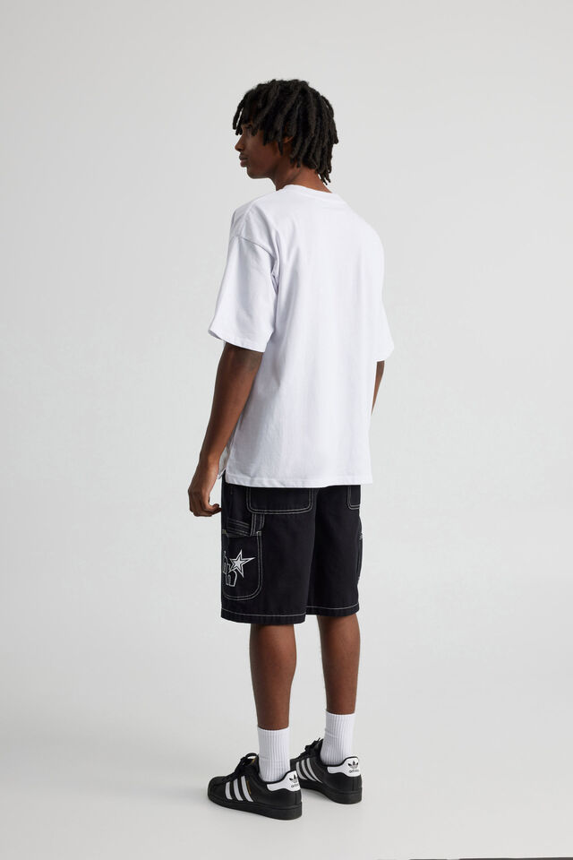 Sesame Street X Half Half Denim Painter Short, LCN SES CLEAN BLACK/SESAME STREET BIG BIRD