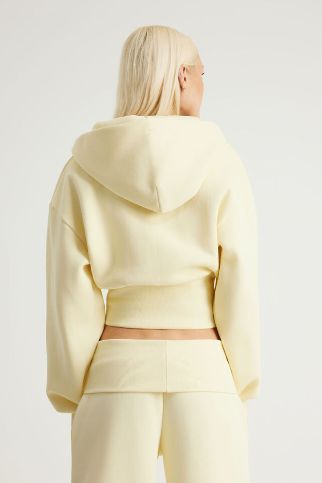 Authentics Shrunken Zip Through Hoodie, LEMON BUTTER