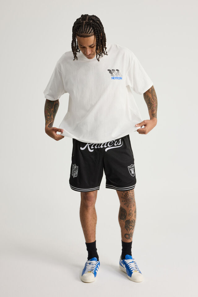 Nfl Basketball Short, LCN NFL BLACK/RAIDERS STRIPE HEM CLASSIC