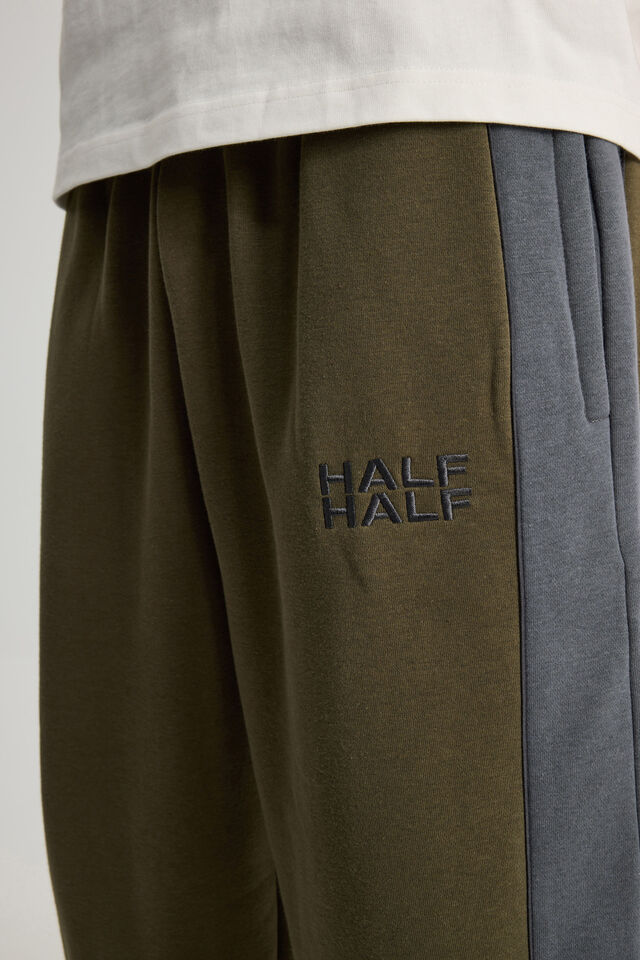 Half Half Baggy Trackpant, HH DEEP KHAKI/SPORT SPLICE