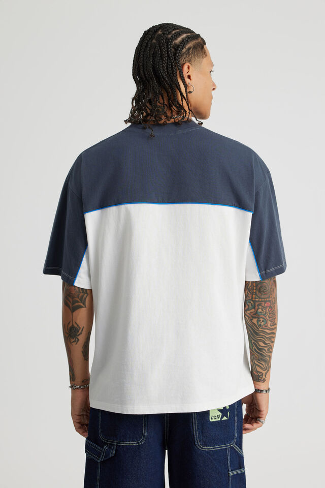 Half Half Box Fit Panelled Graphic Tshirt, HH CLOUD/SEAL PILL LOGO