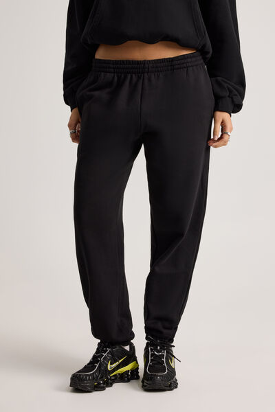 Cuffed Slouchy Trackpant, BLACK