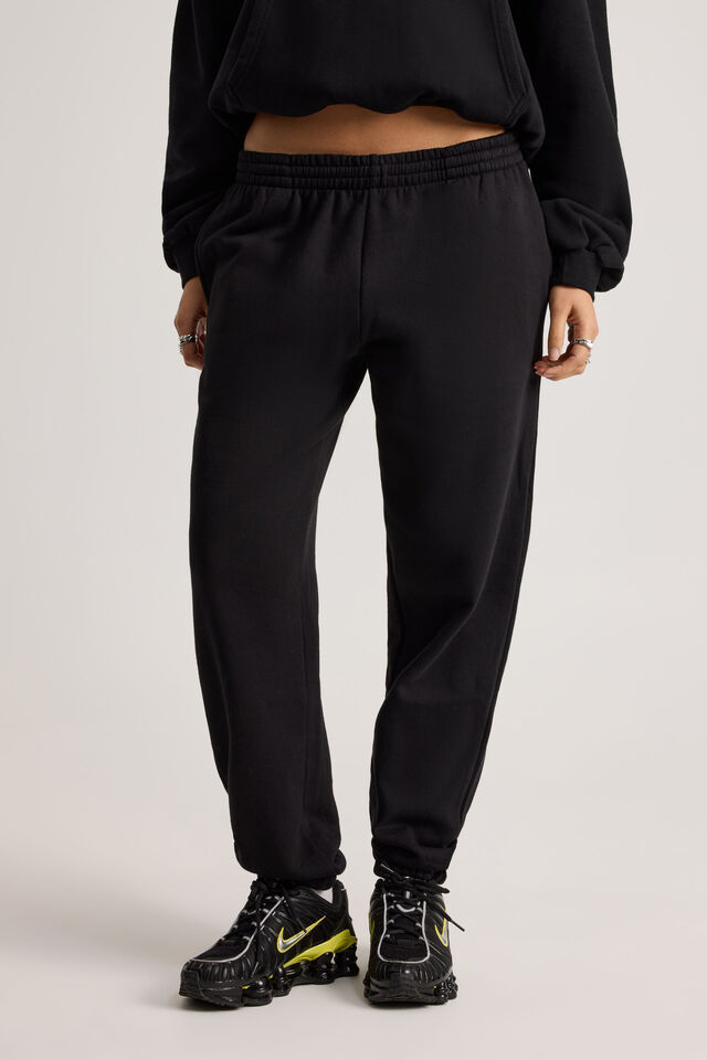 Cuffed Slouchy Trackpant, BLACK