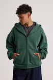 Half Half Zip Thru Hoodie, HH WASHED GREEN/HALF HALF SHIBUYA CITY - alternate image 3