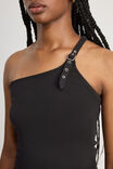 One Shoulder Buckle Top, BLACK - alternate image 4