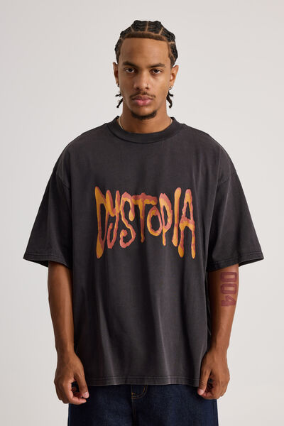 Notion Heavy Weight Box Fit Graphic Tshirt, NTN BLACK ACID/DYSTOPIA