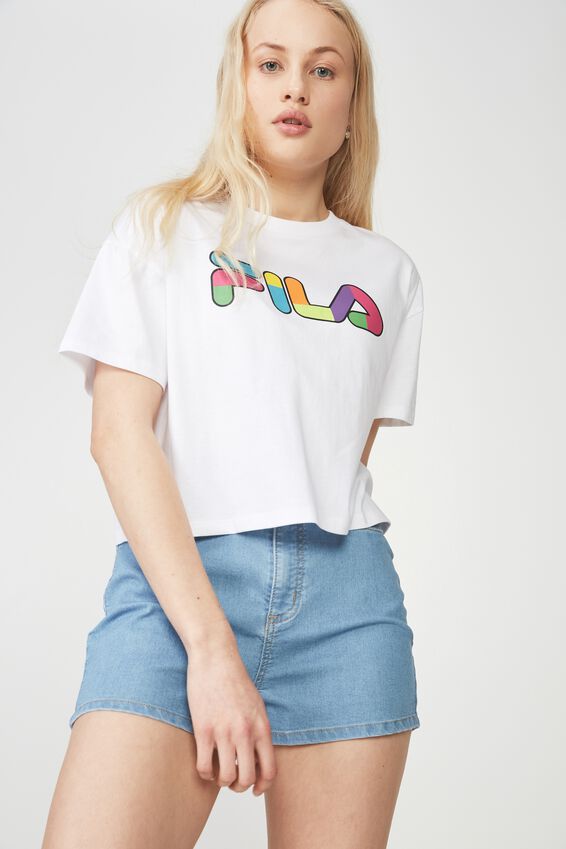 Fila Lcn Crop Tshirt, WHITE