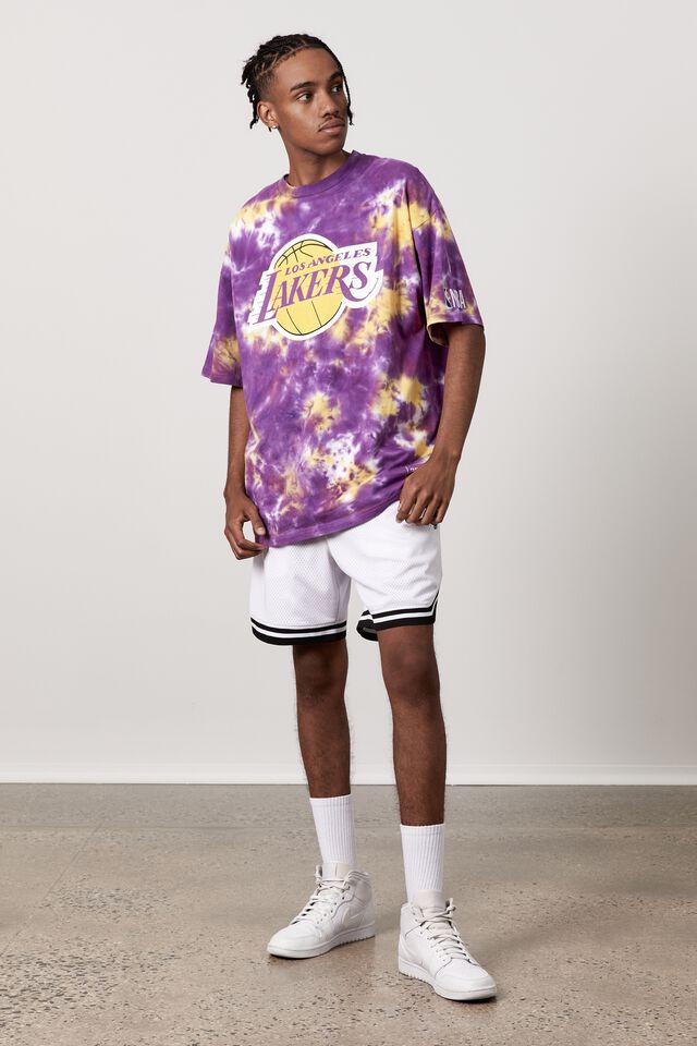 NBA LA Lakers Oversized T Shirt, LCN NBA PURPLE TIE DYE/LAKERS