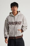 Half Half Zip Thru Hoodie, HH BROWN CHECK/SHRUBBERY - alternate image 1