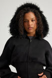 Notion Corset Zip Through Hoodie, NTN BLACK/FAUX FUR - alternate image 2