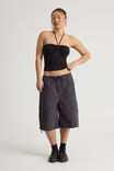 Ruched Front Bandeau Halter, BLACK - alternate image 2