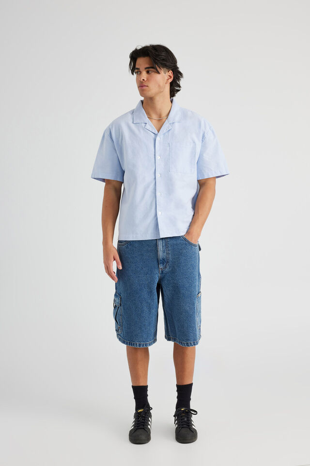 Boxy Cropped Short Sleeve Shirt, CAROLINA BLUE NO EMB