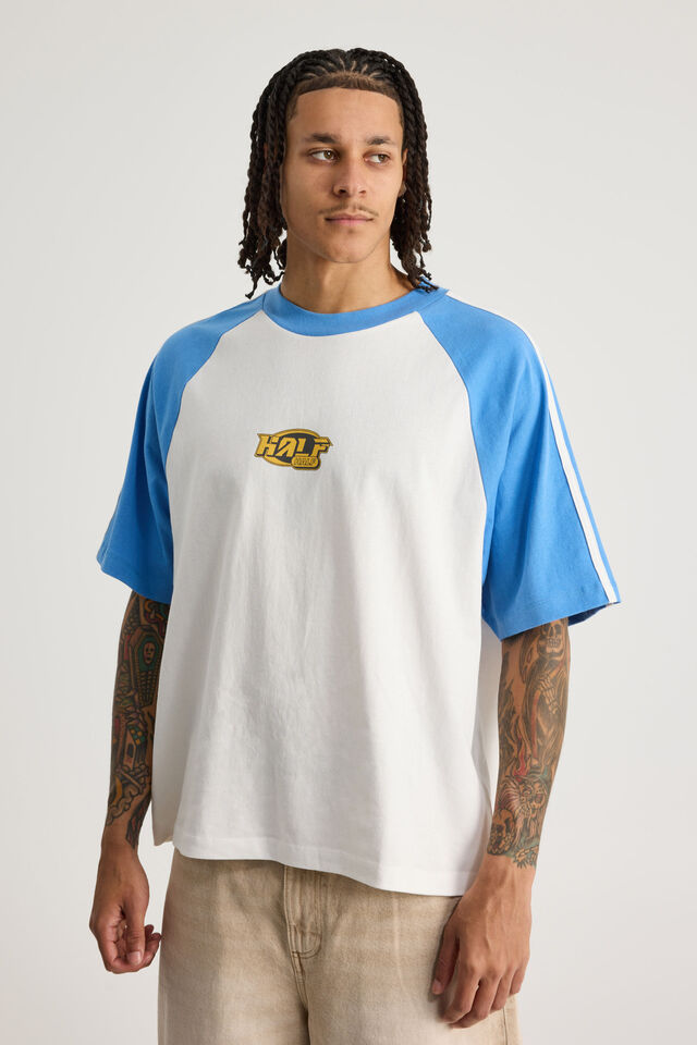 Half Half Boxy Raglan Tshirt, HH CLOUD/NEPTUNE VANDALISE