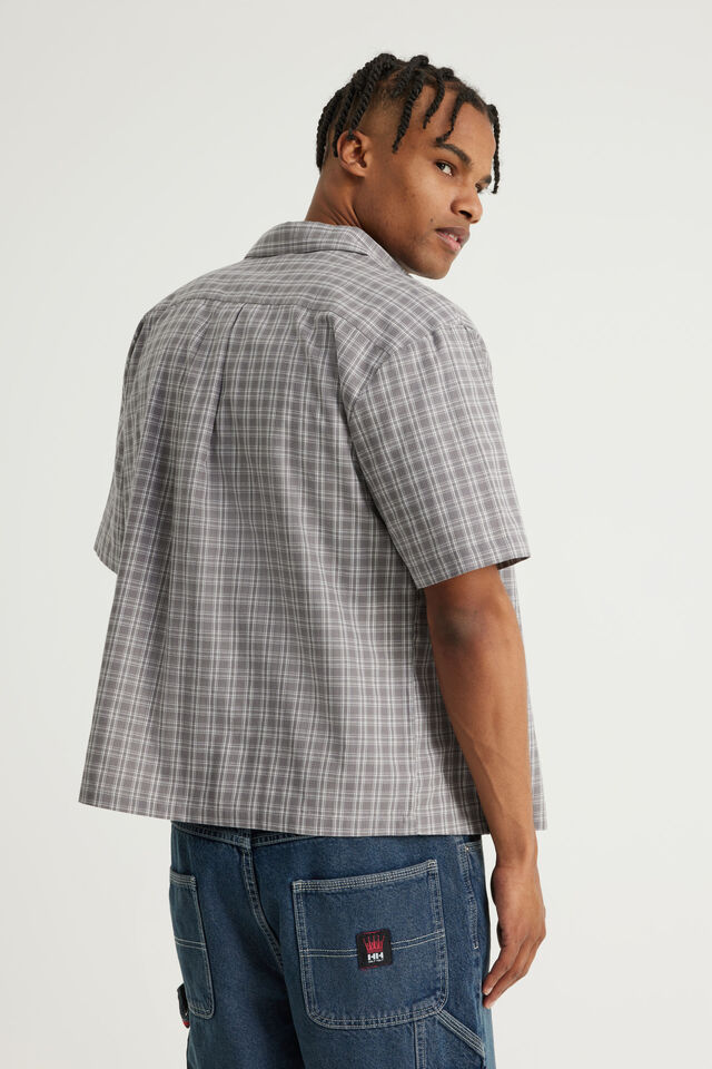 Half Half Short Sleeve Shirt, HH TONAL GREY CHECK