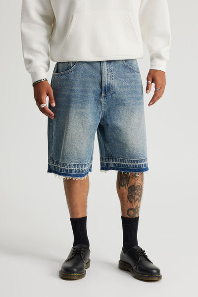 Notion Baggy Denim Short, SOFT TINT/ROLL DOWN HEM