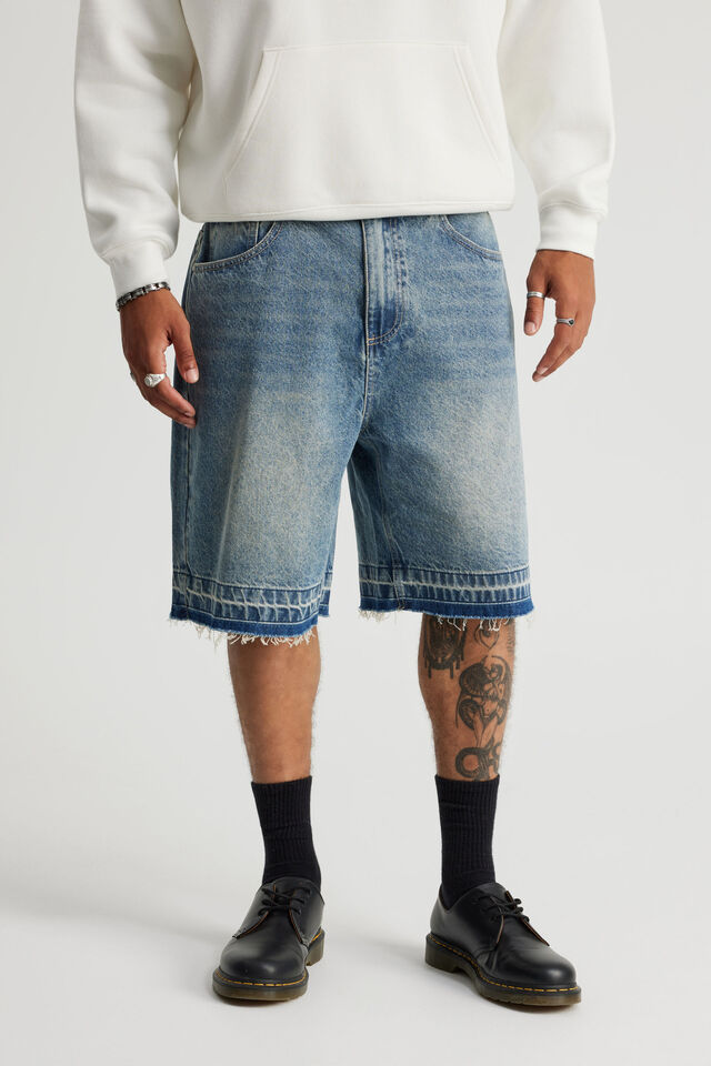 Notion Baggy Denim Short, SOFT TINT/ROLL DOWN HEM