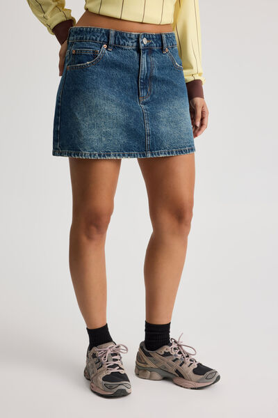 The Everyday Denim Skirt, DIRTY INDIGO