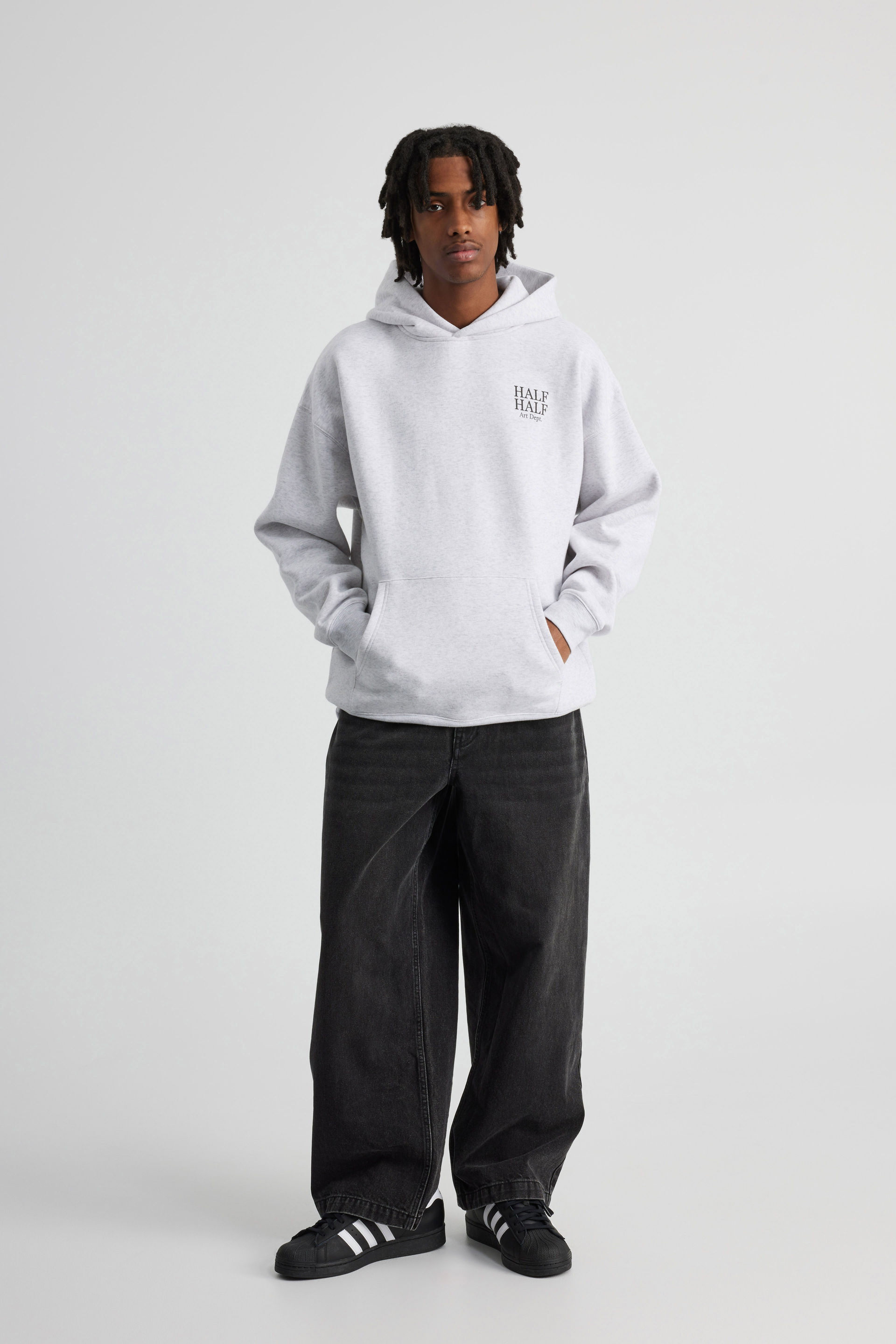 Half black half grey hoodie hot sale