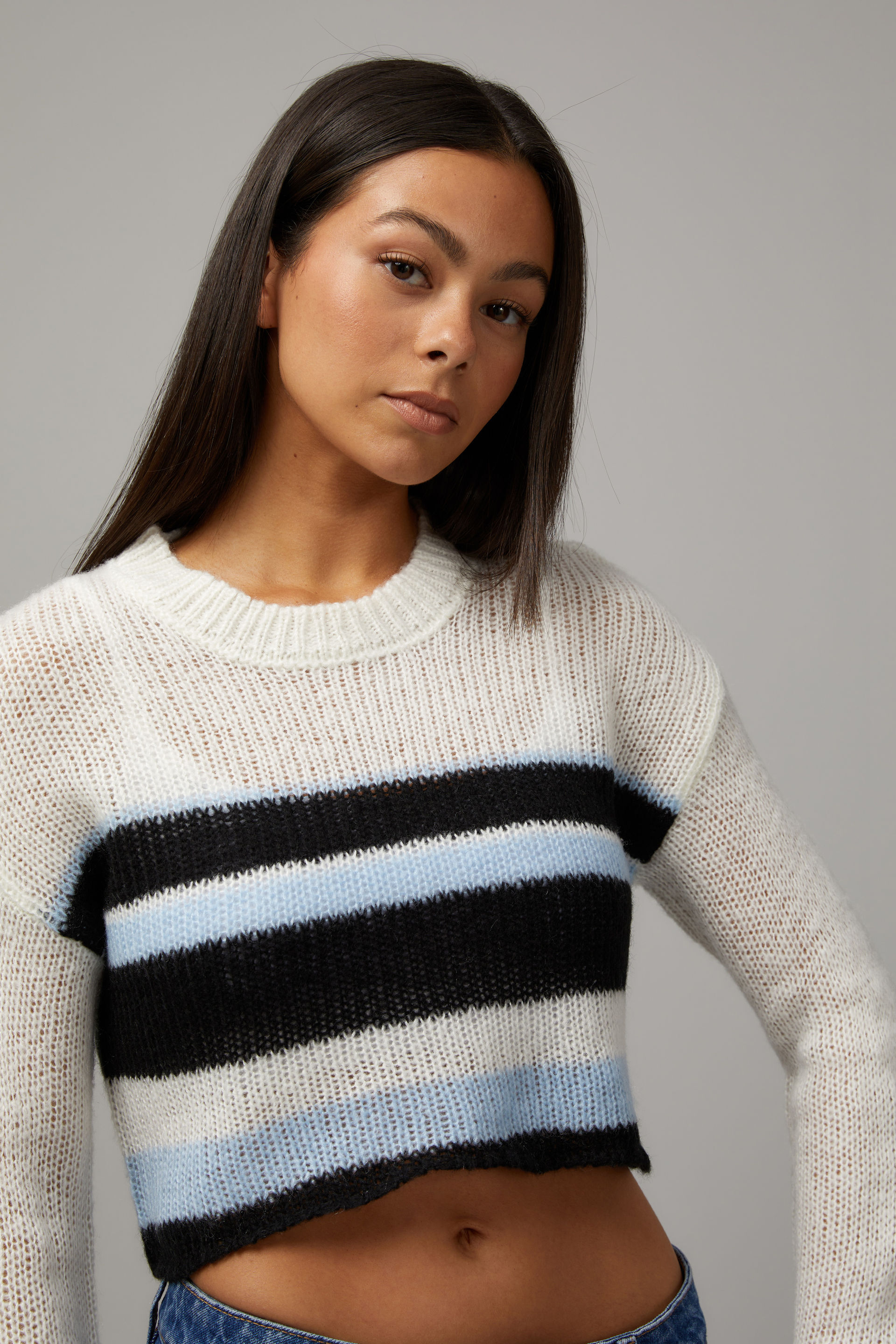 Kelsey Knitted Crop Stripe Jumper
