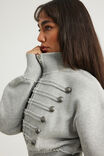 Funnel Neck Zip Through, GREY MARLE/MILITARY - example image 5