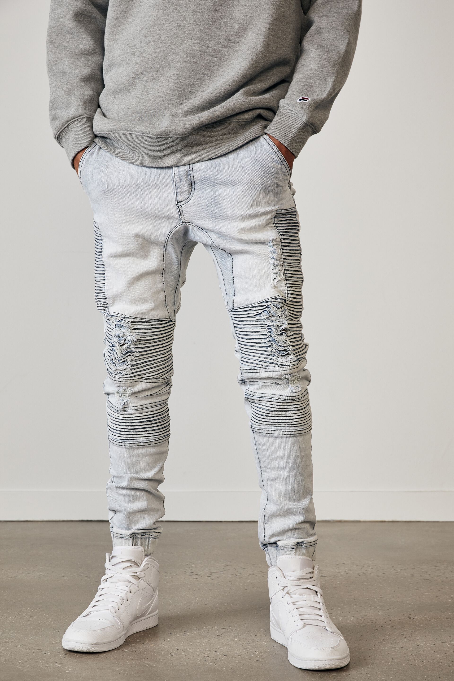 Moto Denim Cuffed Jean | Men's Fashion 