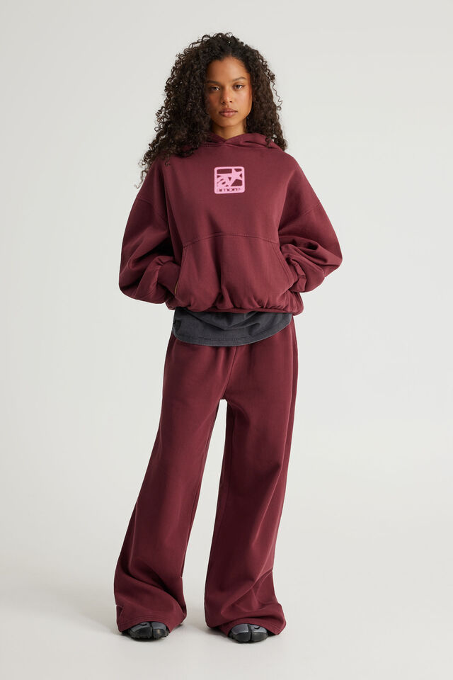 Classic Wide Leg Trackpant, WASHED CHERRY LACQUER