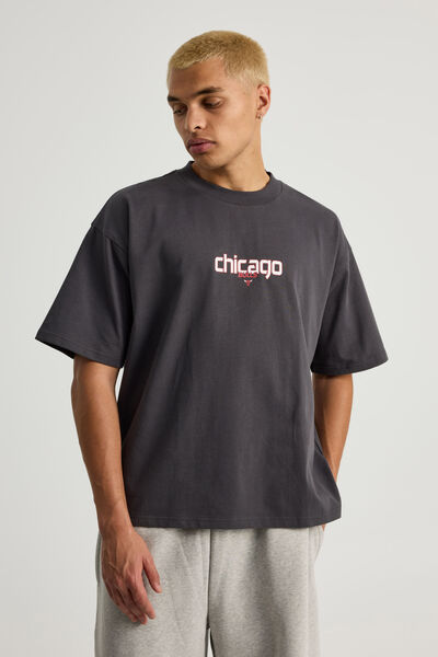 Heavy Weight Box Fit Nba Tshirt, LCN NBA SLATE/CHICAGO BULLS Y2K SUPERSCRIPT