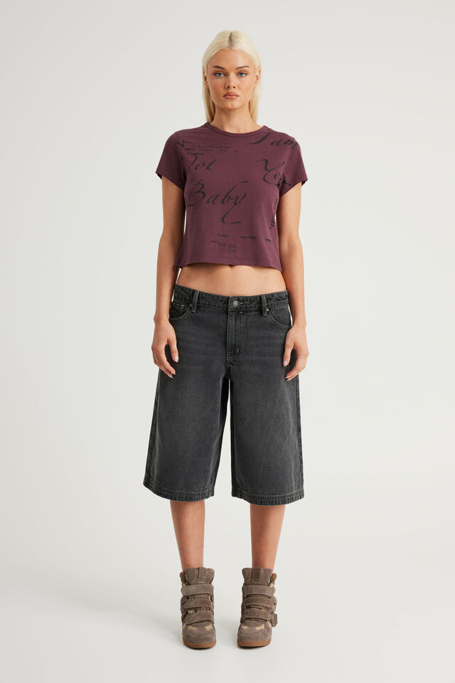 Graphic Baby Tee, PUNK PURPLE/SCRIPT