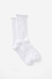 Girls Everyday Crew Sock, WHITE LETTUCE EDGE - alternate image 1