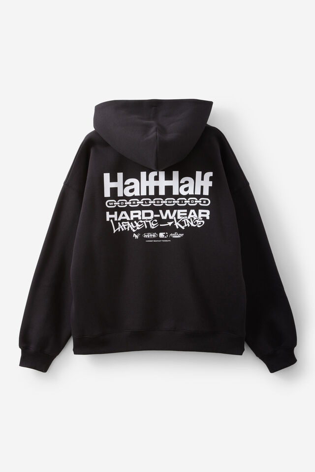 Half Half Hoodie, HH BLACK/HARD WEAR