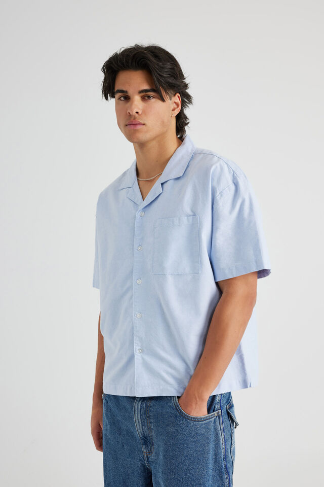 Boxy Cropped Short Sleeve Shirt, CAROLINA BLUE NO EMB