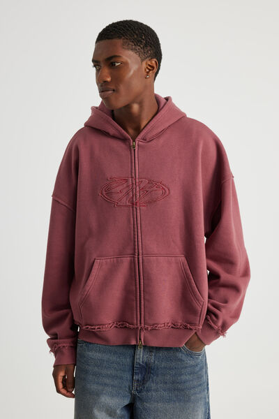 Notion Zip Thru Hoodie, NTN WASHED REDWOOD/NOTION PILL