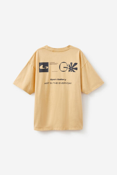 Open Gallery Heavyweight Box Fit Tshirt, OG DUSTY TUMERIC/OPEN GALLERY MOTIFS