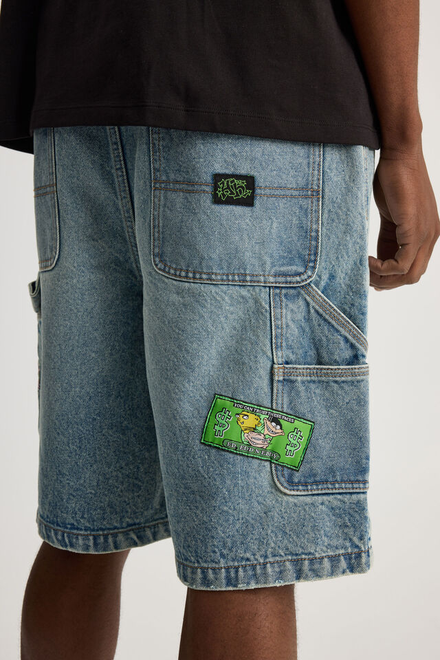 Cartoon Network X Half Half Baggy Painter Short, LCN WB NIAGARA BLUE/CARTOON NETWORK CASH