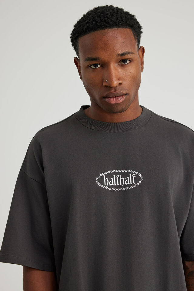 Half Half Heavyweight Box Fit Graphic Tshirt, HH SLATE/CHAIN GRAFFITI