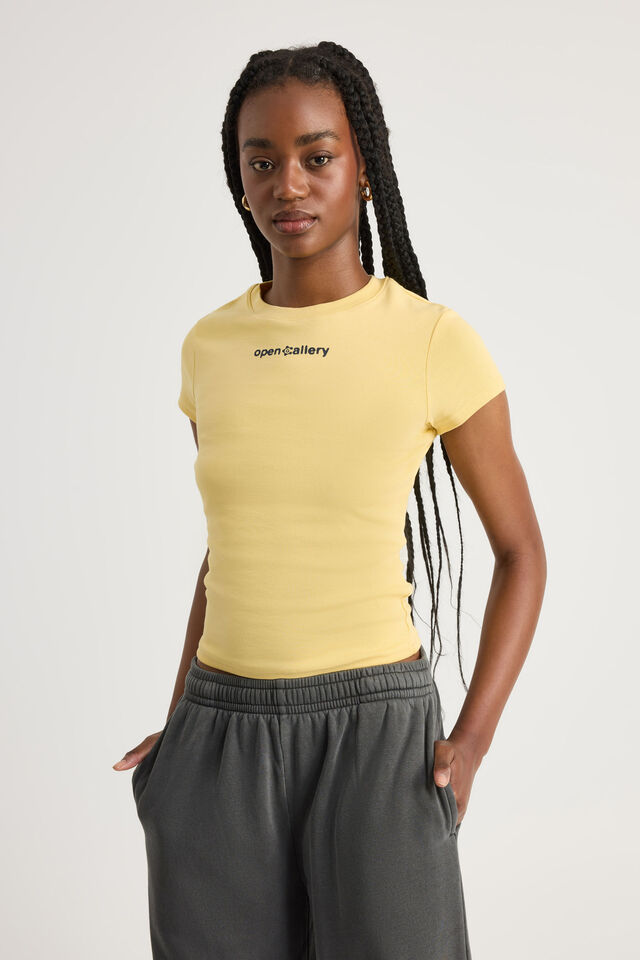 Fitted Graphic Tee, SAFFRON/OPEN GALLERY IDEAS DEPT