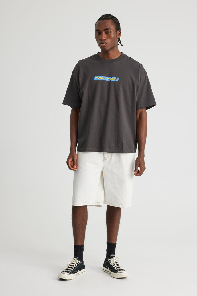 Half Half Box Fit Graphic T Shirt, HH SLATE/HALF HALF TRIPLE TIME