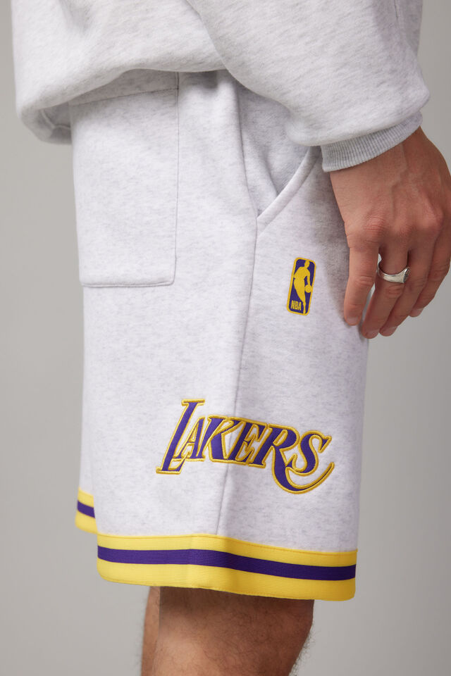 Nba Hype Fleece Short, LCN NBA SILVER MARLE/LAKERS TIPPED