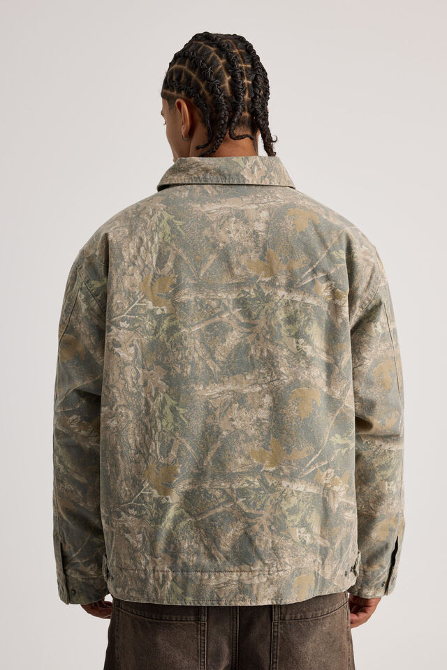 Half Half Washed Coach Jacket, HUNTER CAMO