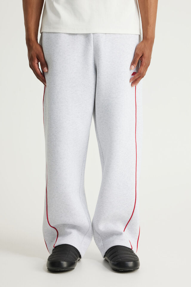 Barrel Leg Track Pant, OG SILVER MARLE/RED PIPING