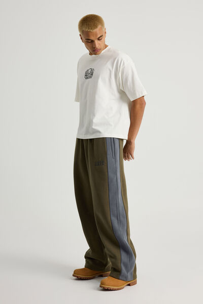 Half Half Baggy Trackpant, HH DEEP KHAKI/SPORT SPLICE